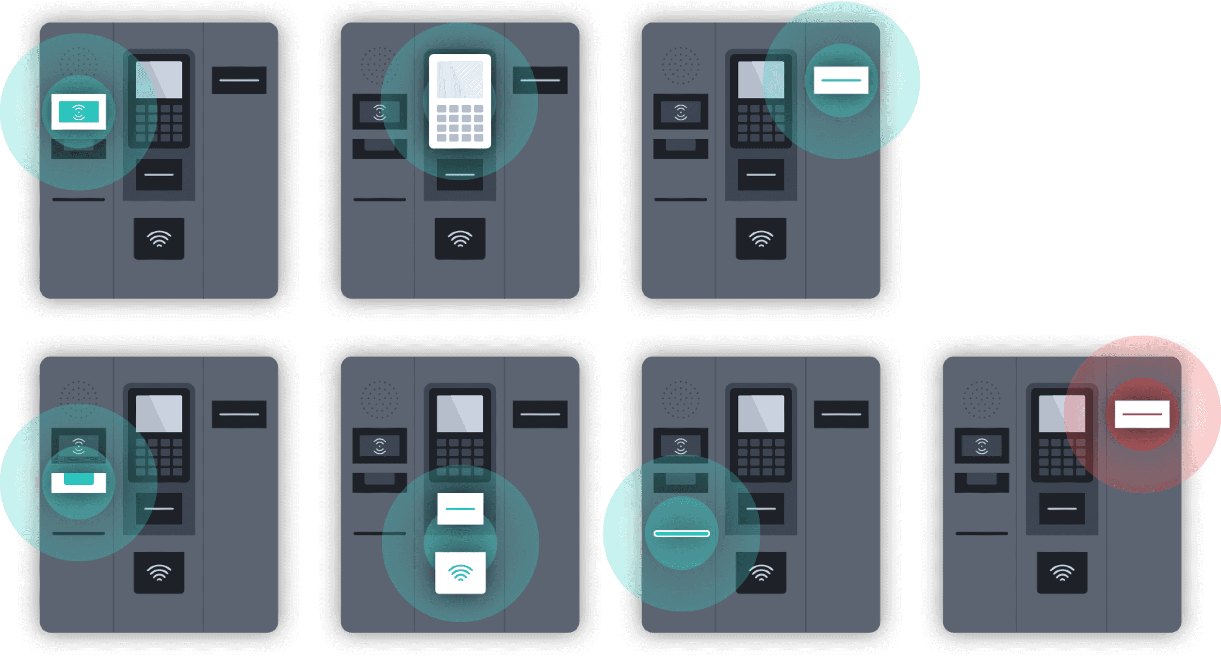 Illustraties voor gebruikers van de zelfkaartautomaat voor benzinestations