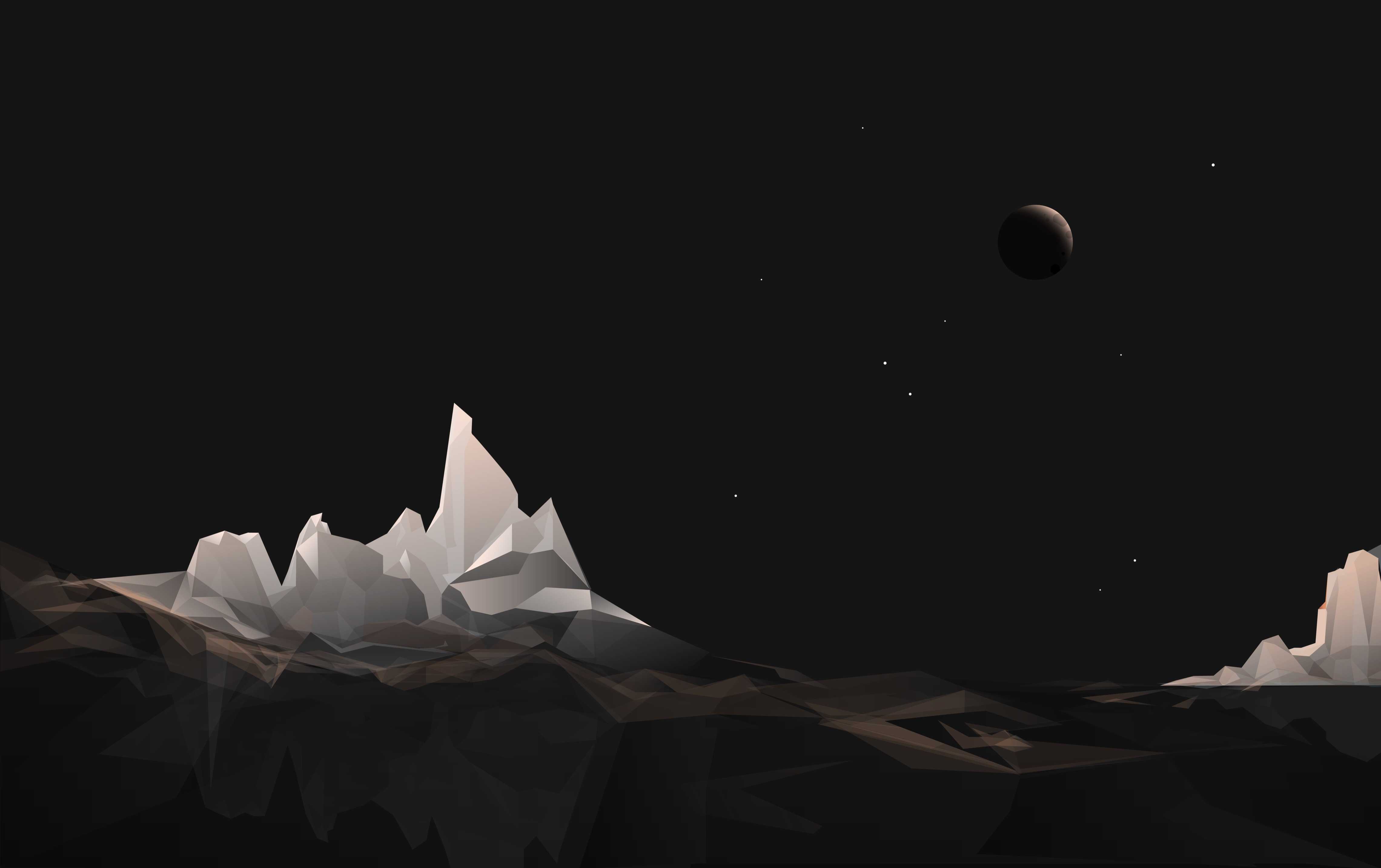 Berg en maan bij nacht